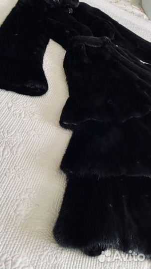 Шуба норковая с капюшоном 44 46 черный бриллиант
