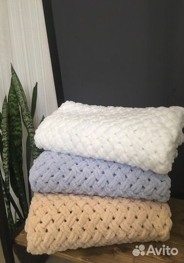 Плед детский вязаный плюшевый