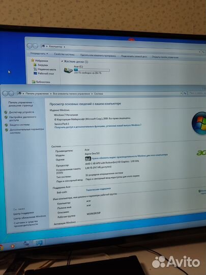 Нетбук aser aspire one 522 (рабочий, сломан экран)