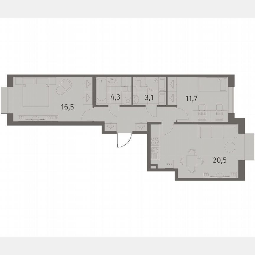 2-к. квартира, 63,5 м², 5/8 эт.