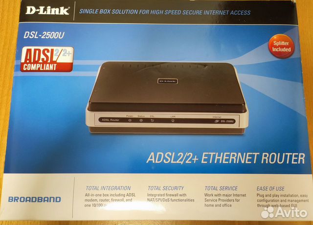 Adsl роутер D-Link 2500U (без Wi-Fi)