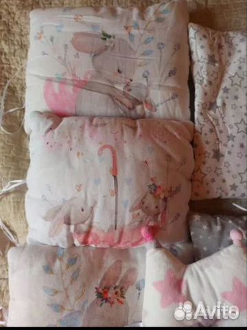 Бортики в детскую кроватку+подушка для новорожден