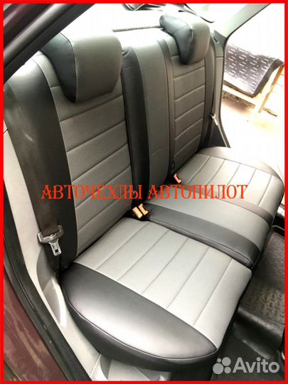 Чехлы Автопилот Ford Focus 2 из экокожи чёрно-серы