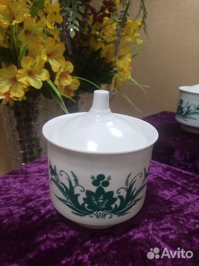 Подсвечник. Сахарница.Фарфор. Винтаж