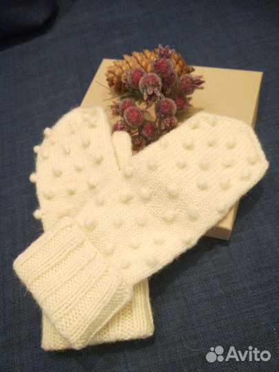 Варежки теплые из натуральной шерсти