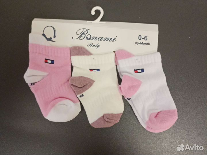 Носочки для новорожденного 0-6 месяцев, набор 3 шт