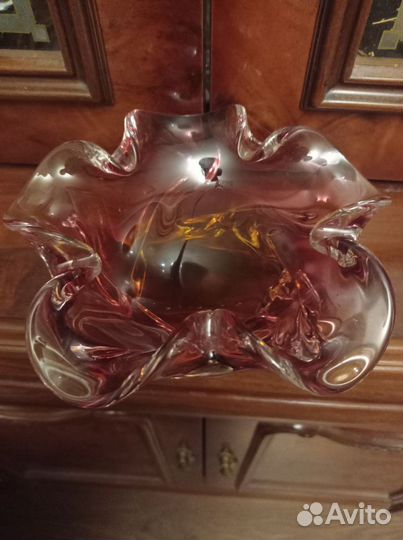 Пепельница из цветного стекла. Чехия 1980-е гг