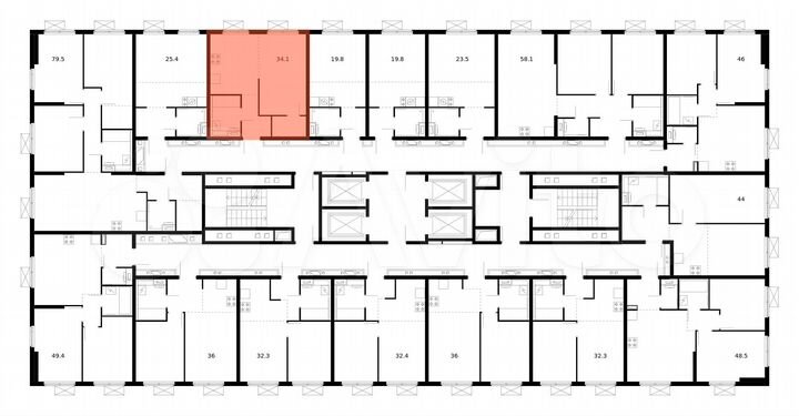 1-к. квартира, 34,1 м², 24/25 эт.