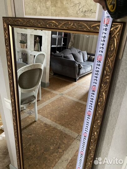 Зеркало настенное 140x50 в деревянной раме