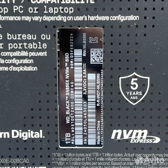 1TB WD Black SN850X SSD (Новые, 7300MB/s)