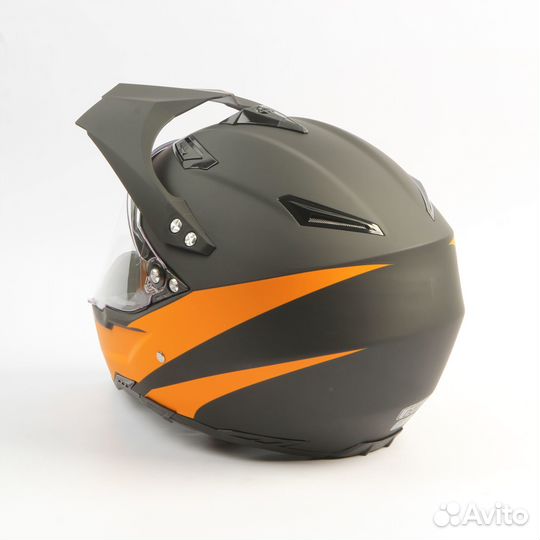 Шлем мотард WLT 128 (Черный/Оранжевый, XL)