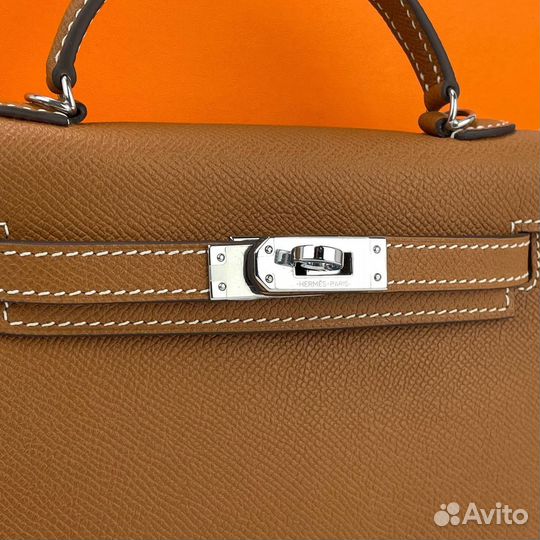 Сумка женская Hermes Kelly mini яркий brown-camel