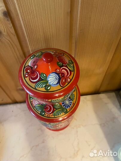 Солонка и сахарница Городецкая роспись новое