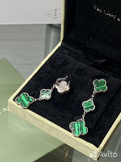 Серьги малахит van cleef