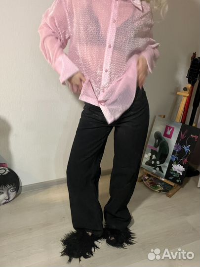 Джинсы прямые черные XS