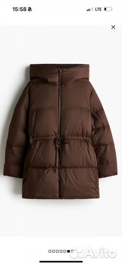 Пуховик h&m premium коричневый