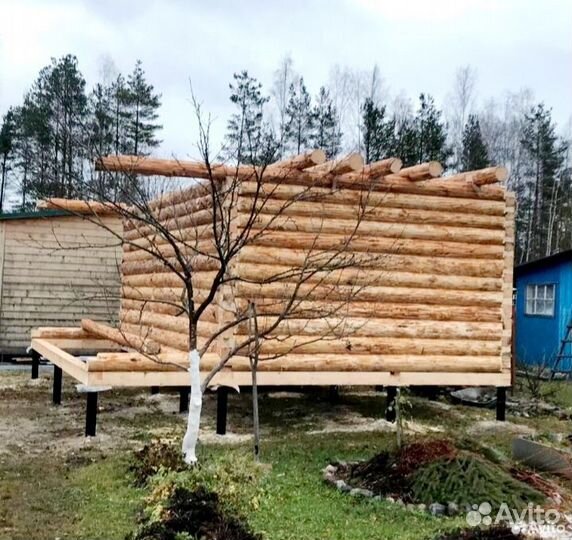 Сруб бани из бревна 6х4+2 с доставкой
