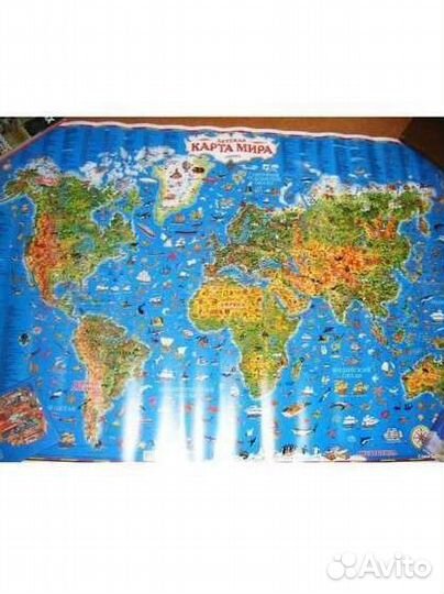 Детская карта мира на стену