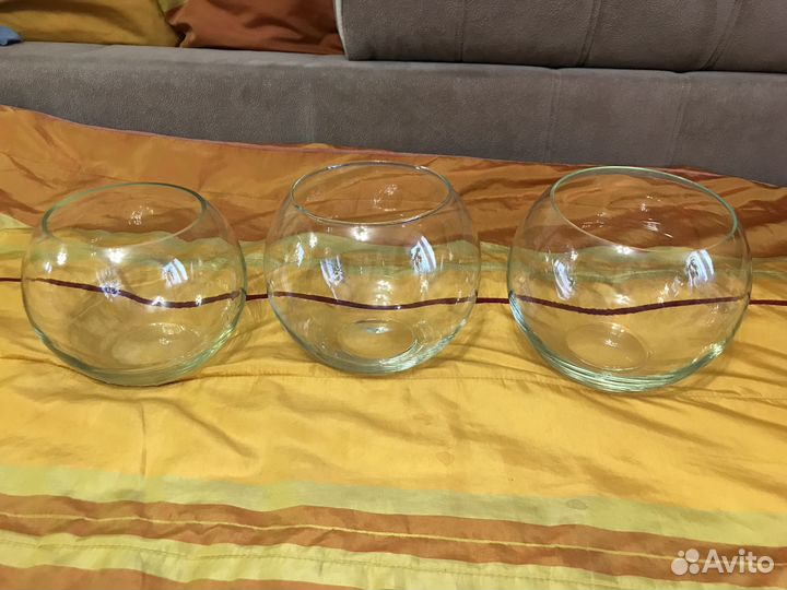 3 аквариума 5л, камни 3 вида, корм, подарки