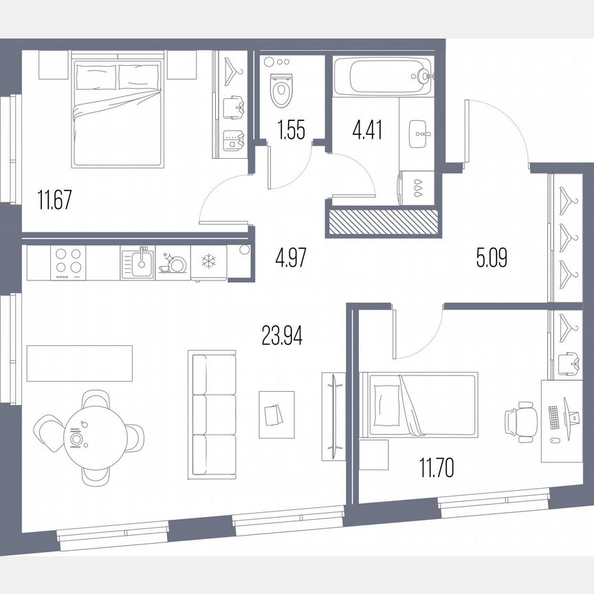 2-к. квартира, 63,3 м², 5/10 эт.
