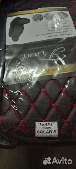 Чехлы hyundai solaris экокожа Франт с красным
