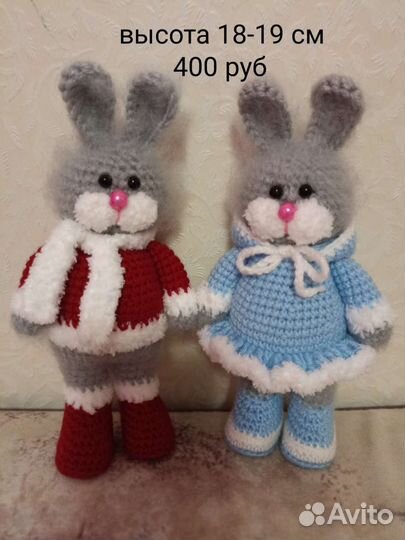 Вязаные зайцы и котики