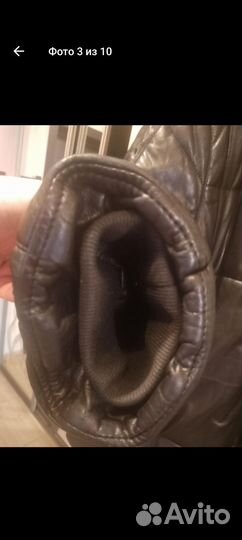 Мужской кожаный пуховик