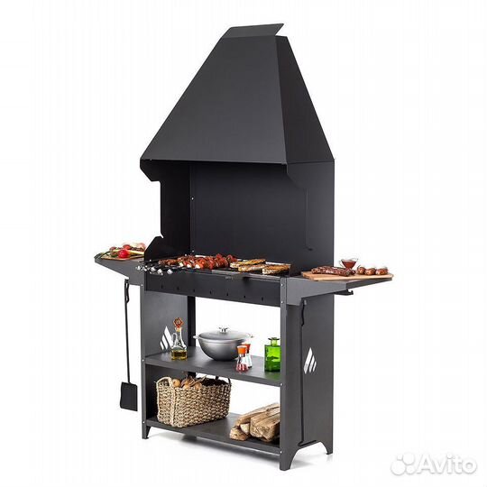 Мангал с зонтом, столиками, полками