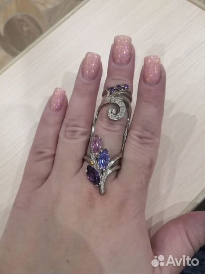 Серебряное кольцо на две фаланги