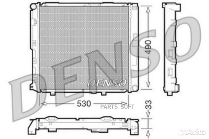 Denso DRM17038 Радиатор 530x490