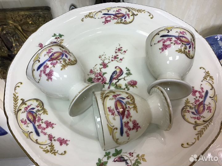 Подставка яйца пасха тарелка антиквариат 4 предмет