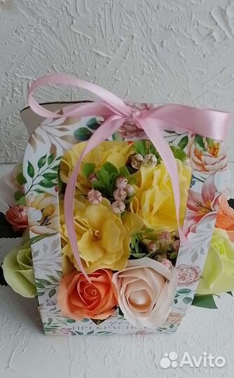 Букет из мыльных цветов (роза, камелия)