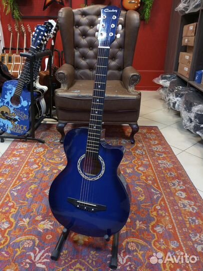 Акустическая гитара синяя Cowboy