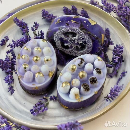 Массажное мыло с люфой и лавандой