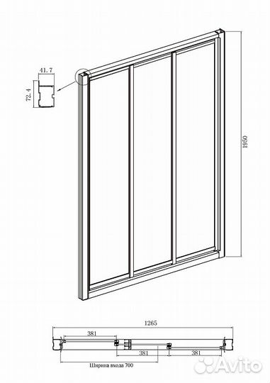 Душ. уголок Ambassador 126x88,5 Хром 17021104nx-9