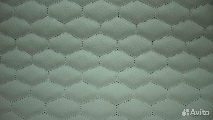 Стеганая экокожа белая с белыми сотами