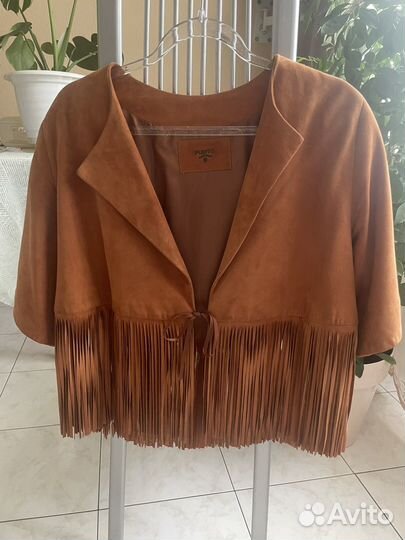 Жакет из рыжей замши с бахромой Punto