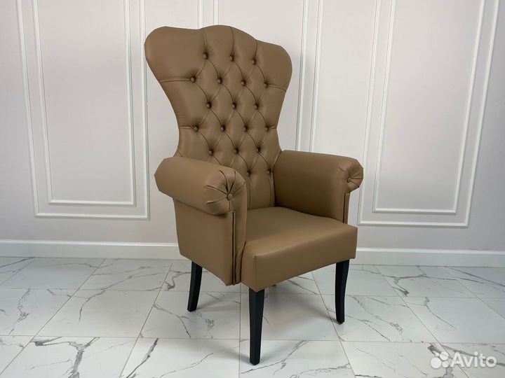 Кресло-трон Компакт, коричневая экокожа