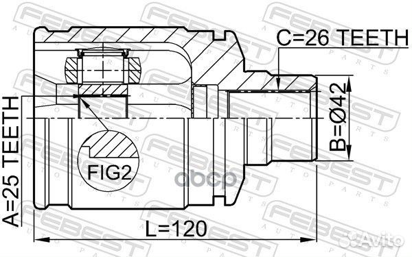 ШРУС внутренний правый 25x42x26 febest 0511-GDR