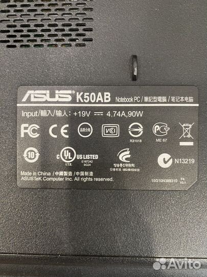 Ноутбук asus K50AB на запчасти