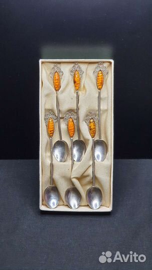 Кофейные ложечки с янтарём 50е года СССР