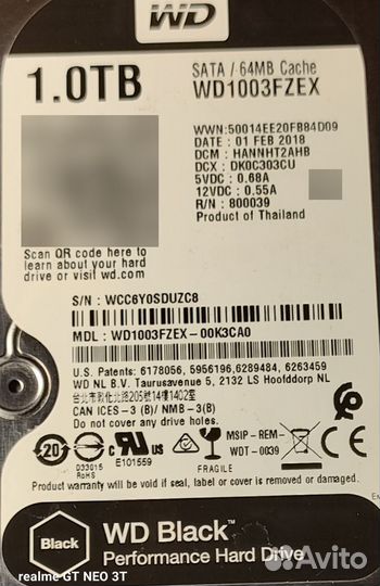 Жесткий диск WD Black 1Tb на 3.5