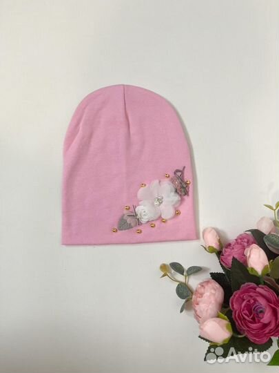Новая трикотажная шапка для девочки 4-6 лет