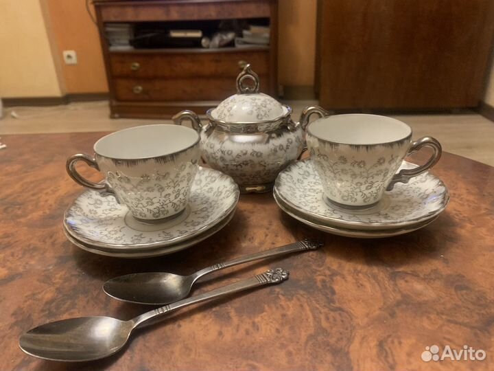 Сервиз из 2 коф пар, сах, 2 лож Япония 60-е