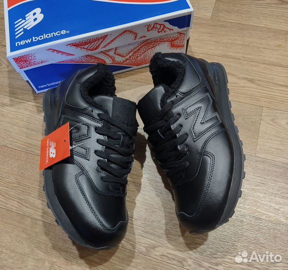 Кроссовки мужские зимние New balance 574 кожаные