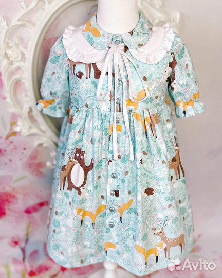 Платье для девочки с воротничком, размер 104