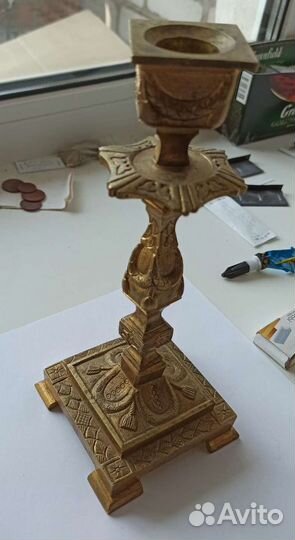 Редкий золочëный подсвечник 19 век