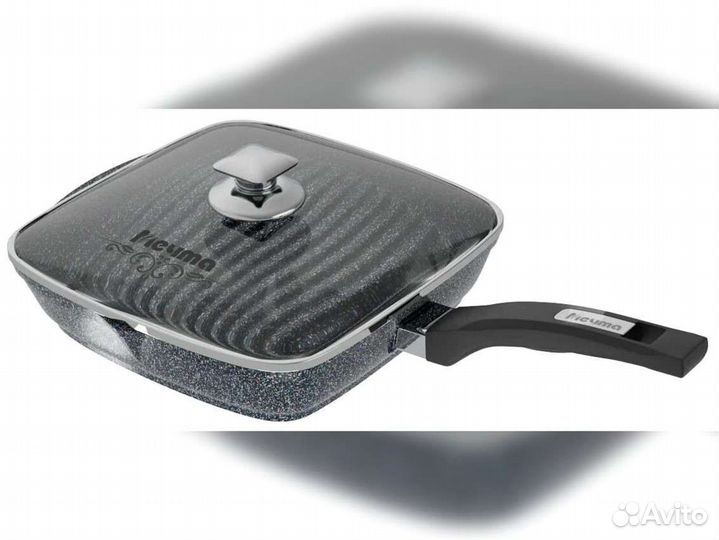 Сковорода гриль 26*26см с крышкой Гранит star