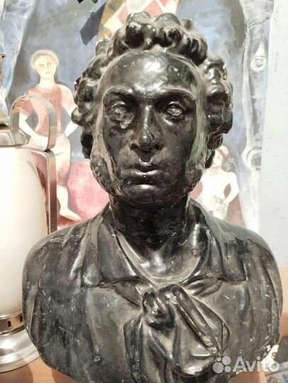 Бюст А. С. Пушкин, Гипс Кунгур артель 1950-е годы