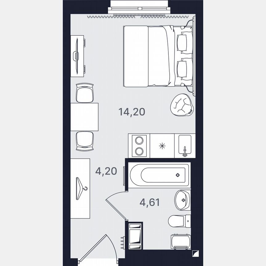 Апартаменты-студия, 23 м², 8/24 эт.